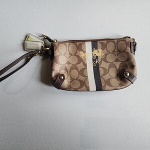 Coach Brown Signature Wristlet